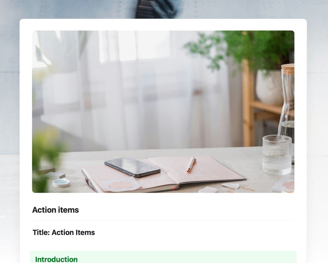 Craft Free Template: Action items