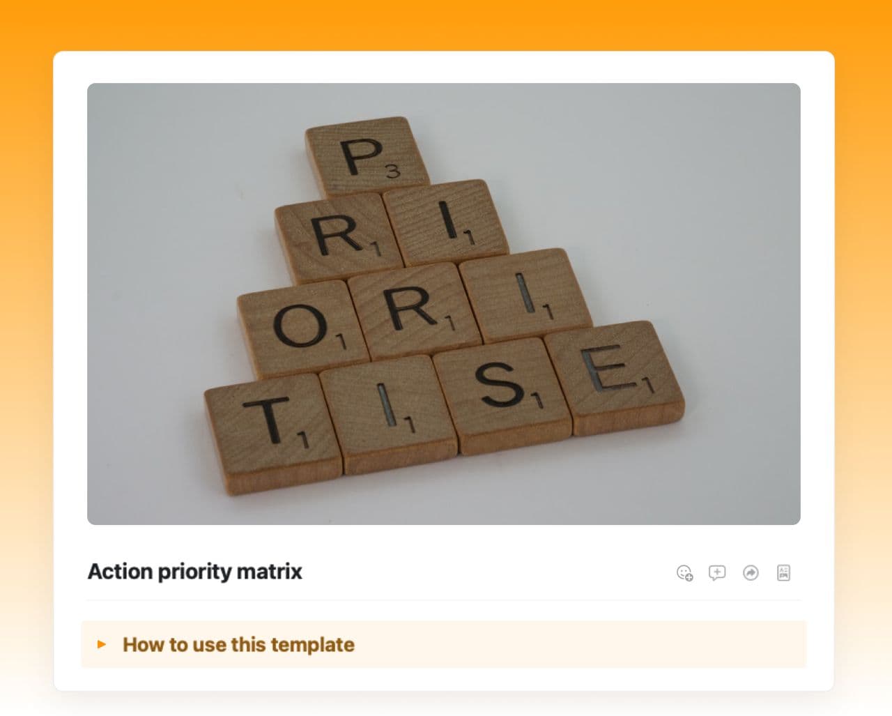 Craft Free Template: Action priority matrix