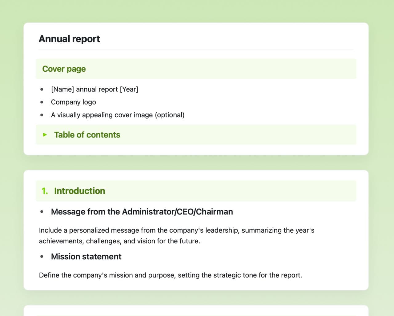 Craft Free Template: Annual report