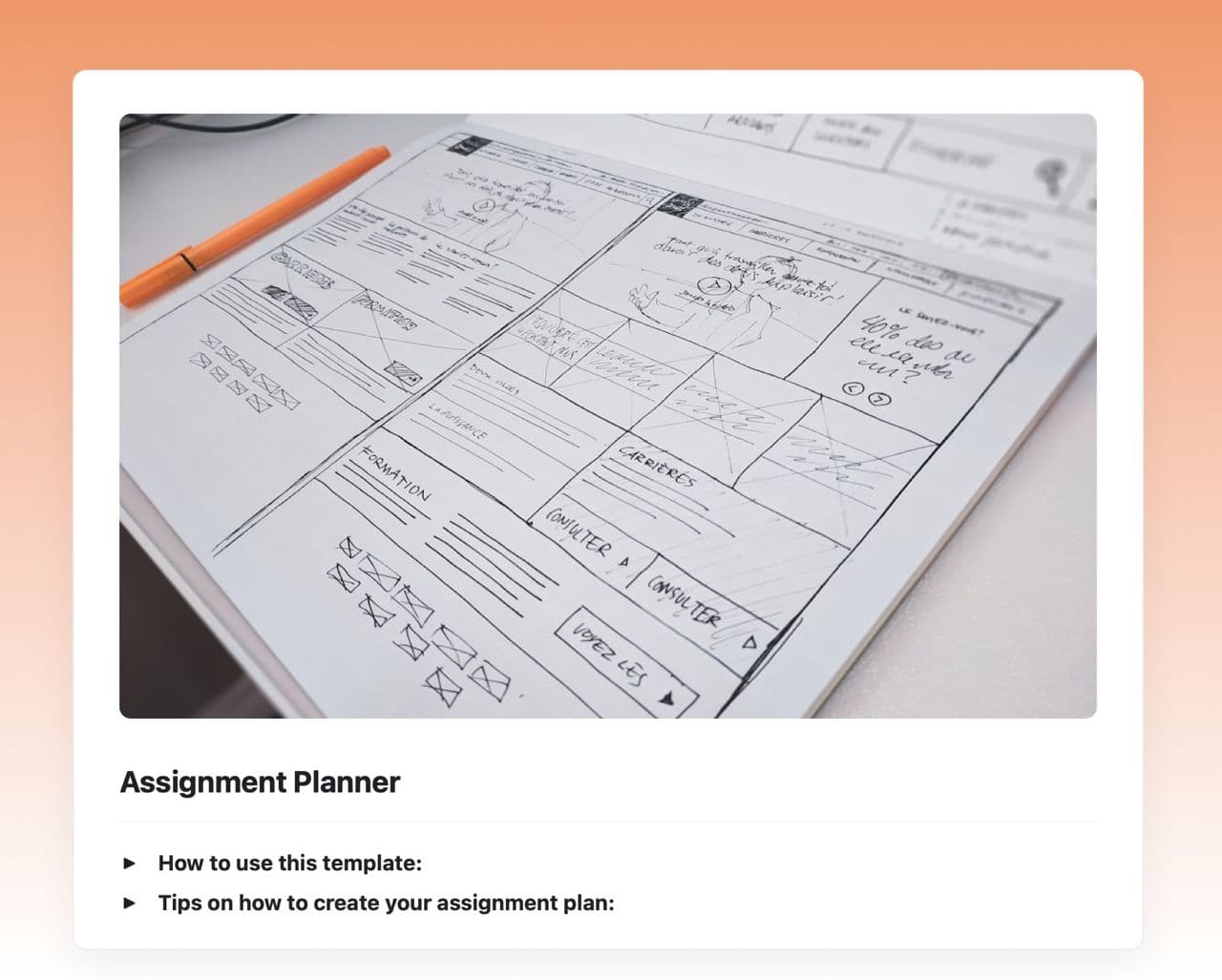 Craft Free Template: Assignment planners