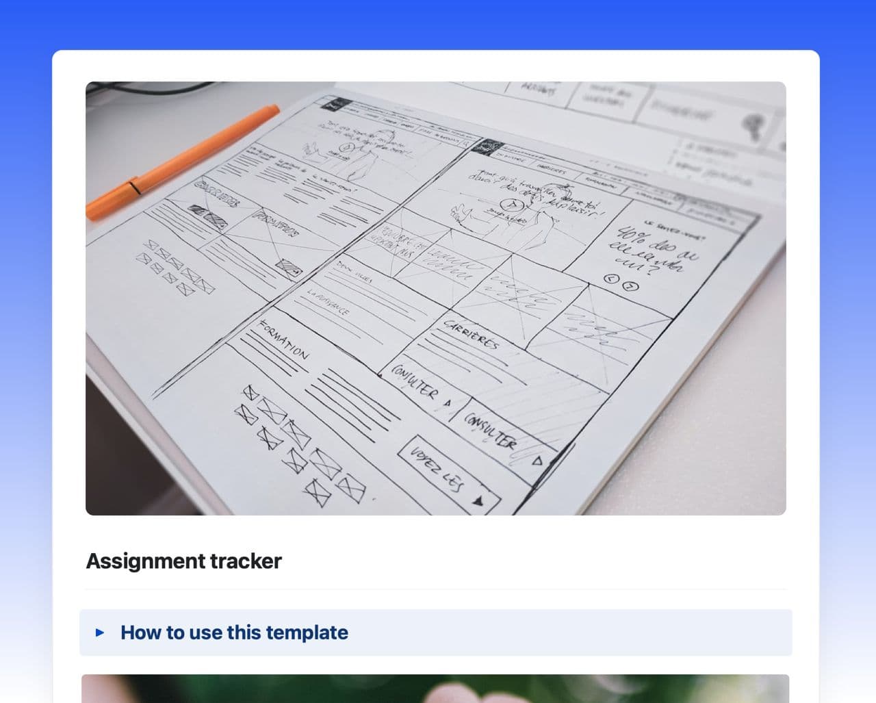 Craft Free Template: Assignment tracker 