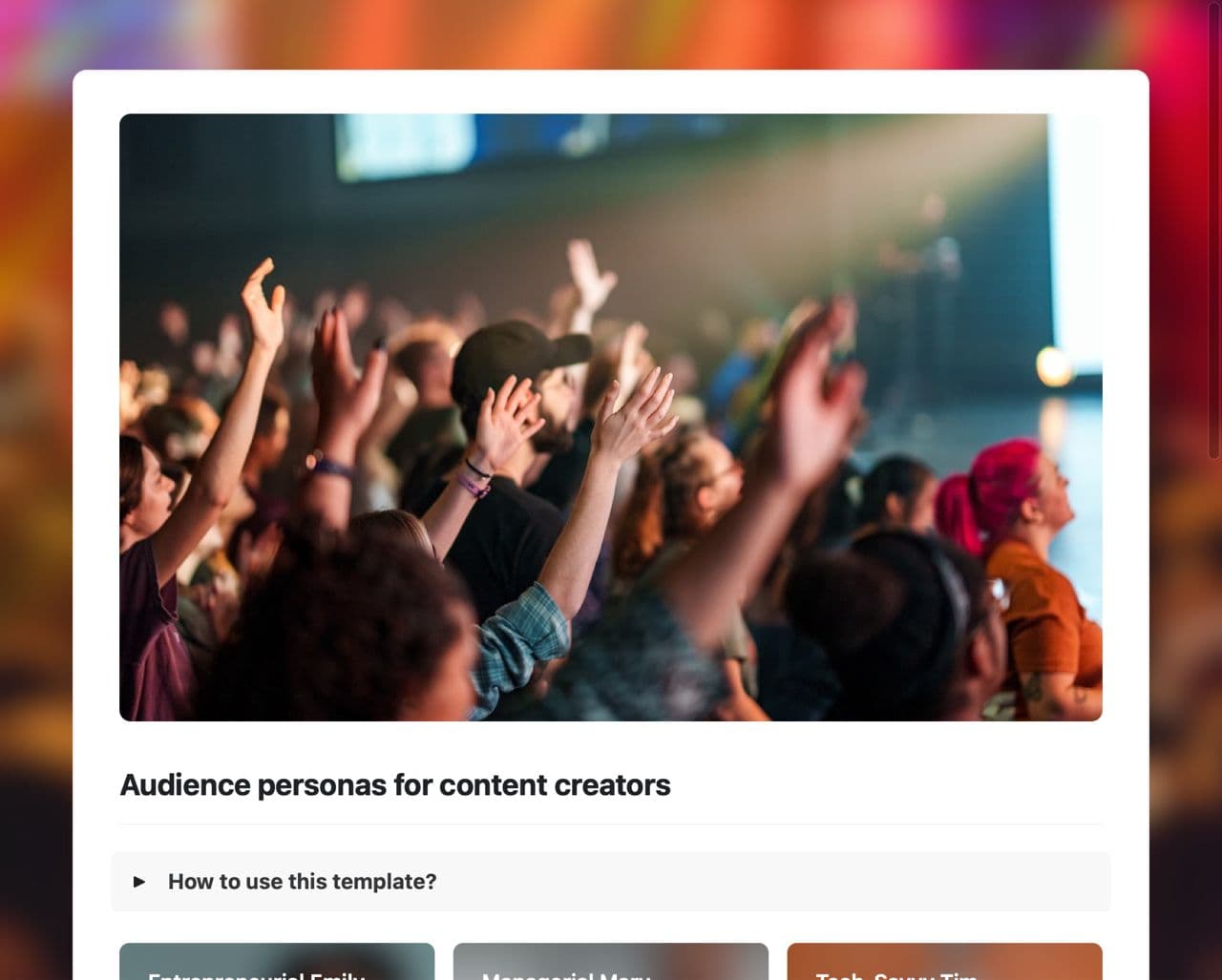 Craft Free Template: Audience personas for content creators