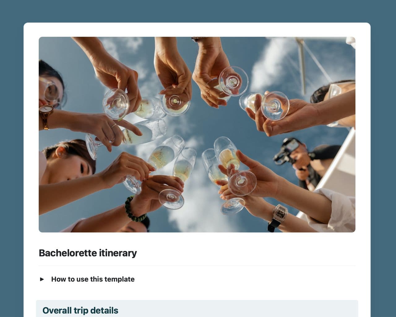 Craft Free Template: Bachelorette itinerary