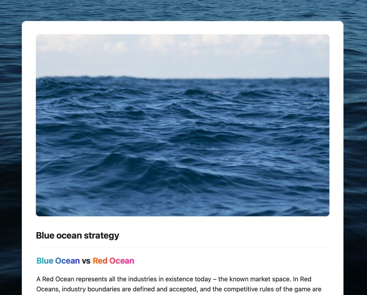 Craft Free Template: Blue ocean strategy