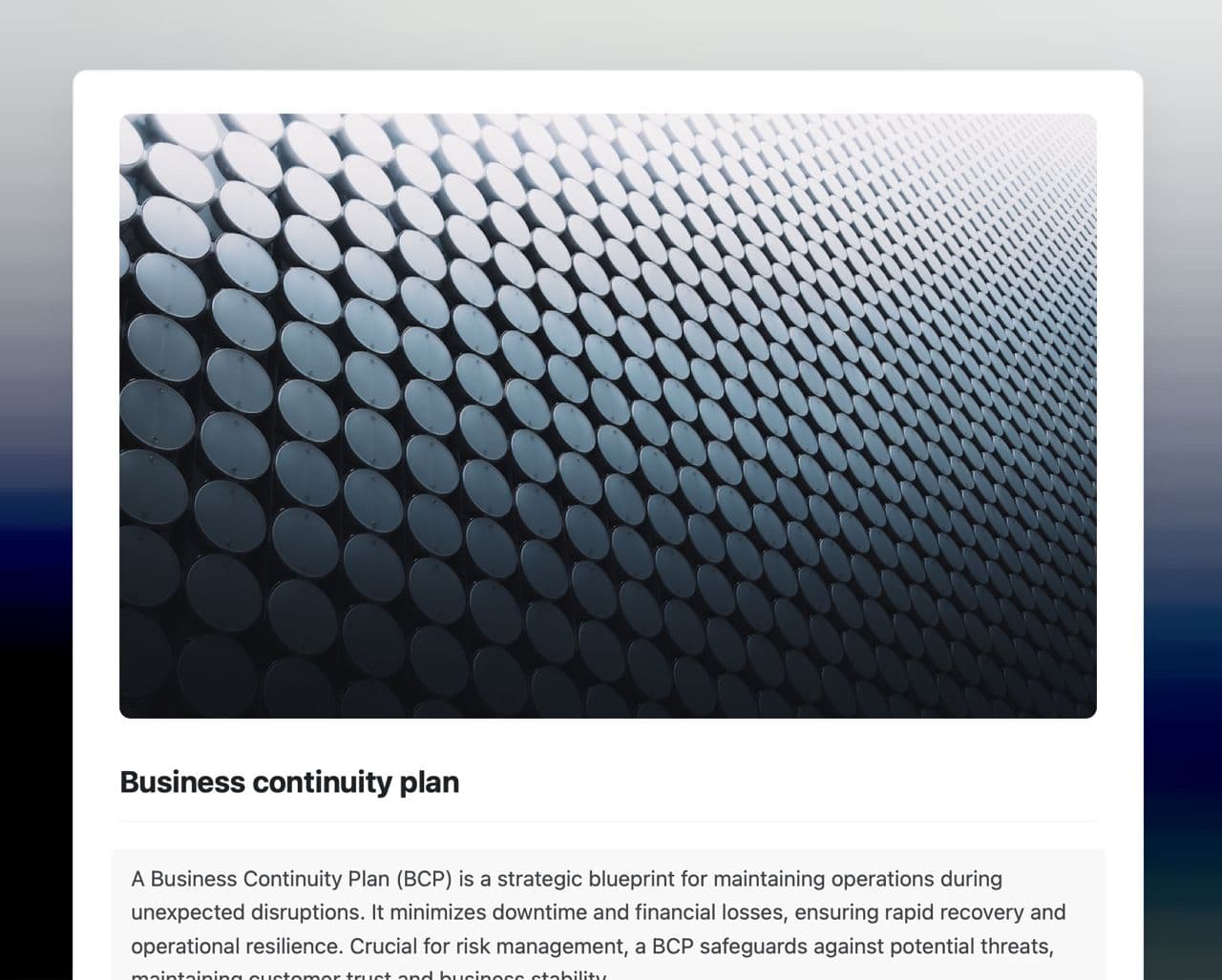 Craft Free Template: Business continuity plan
