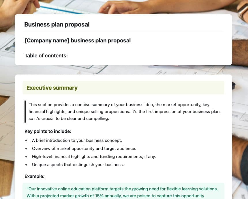 Craft Free Template: Business plan proposal