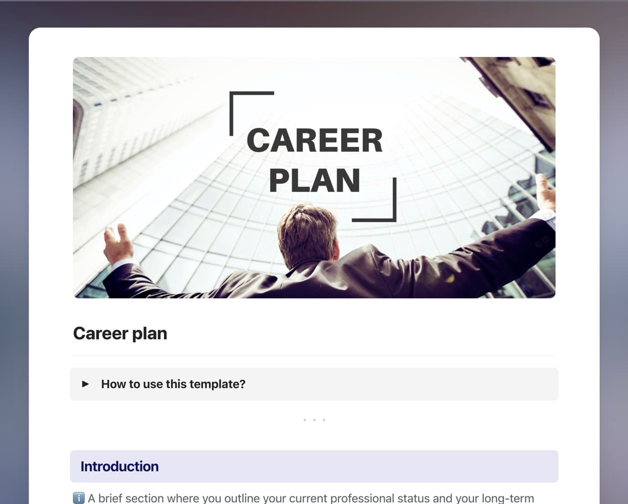 Craft Free Template: Career plan