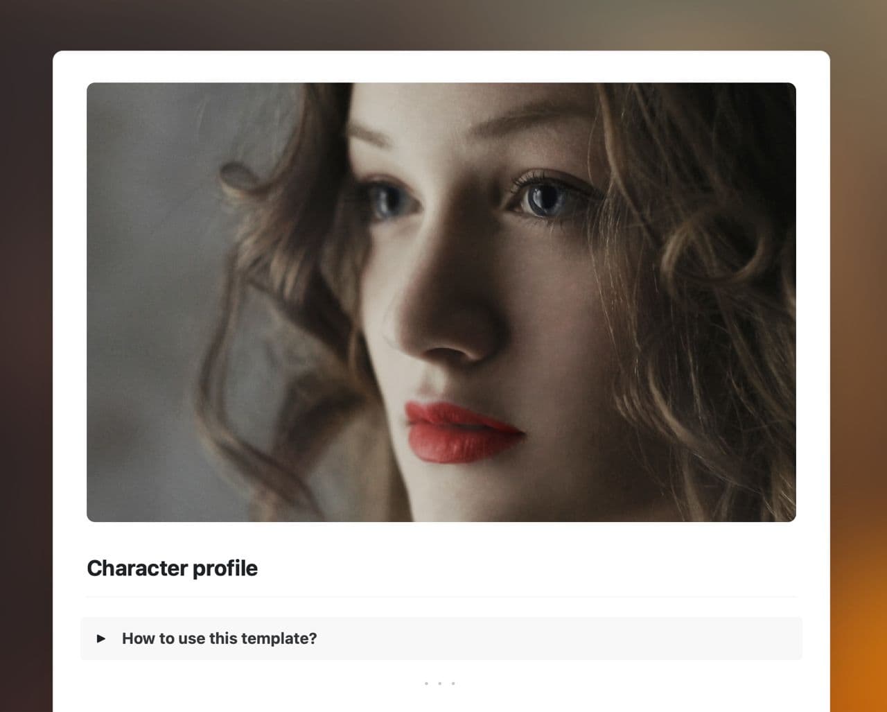 Craft Free Template: Character profile