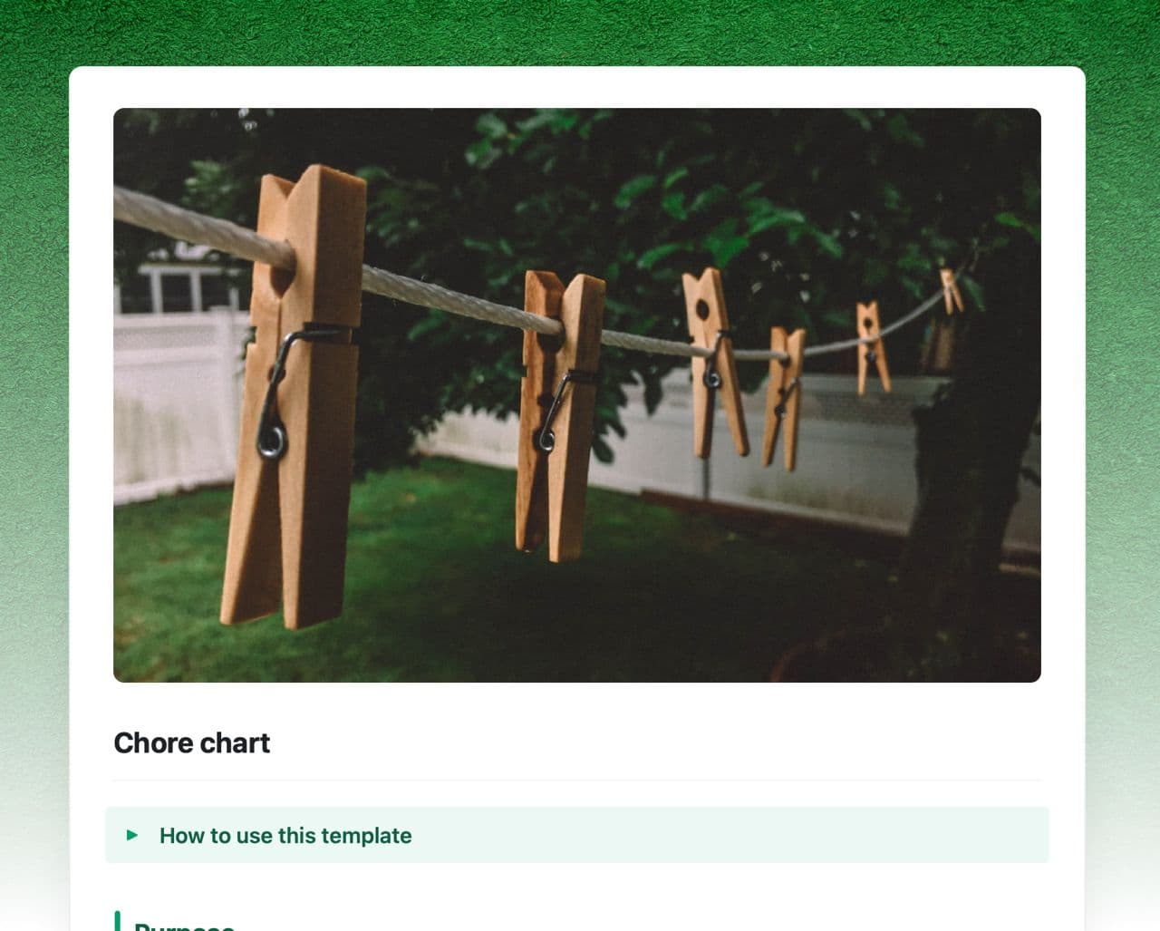 Craft Free Template: Chore Chart