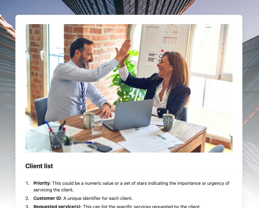 Client list template in Craft