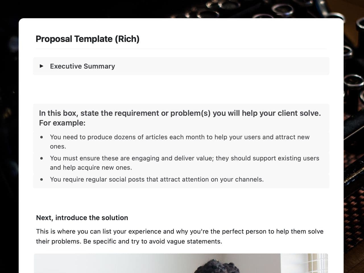 Craft Free Template: Rich Client Proposal