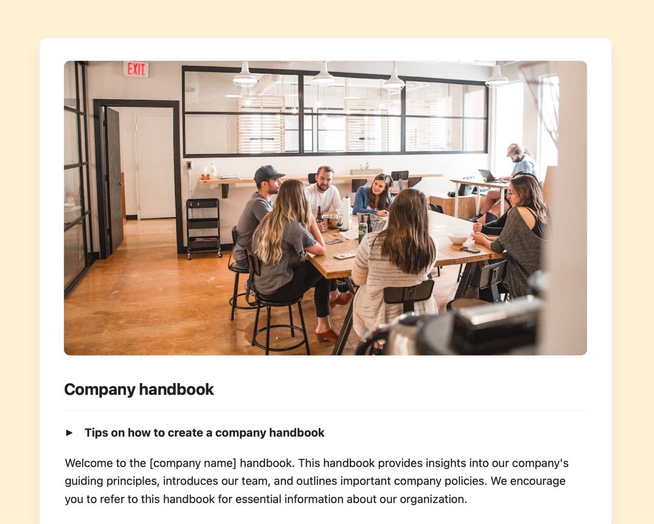 Craft Free Template: Company handbook