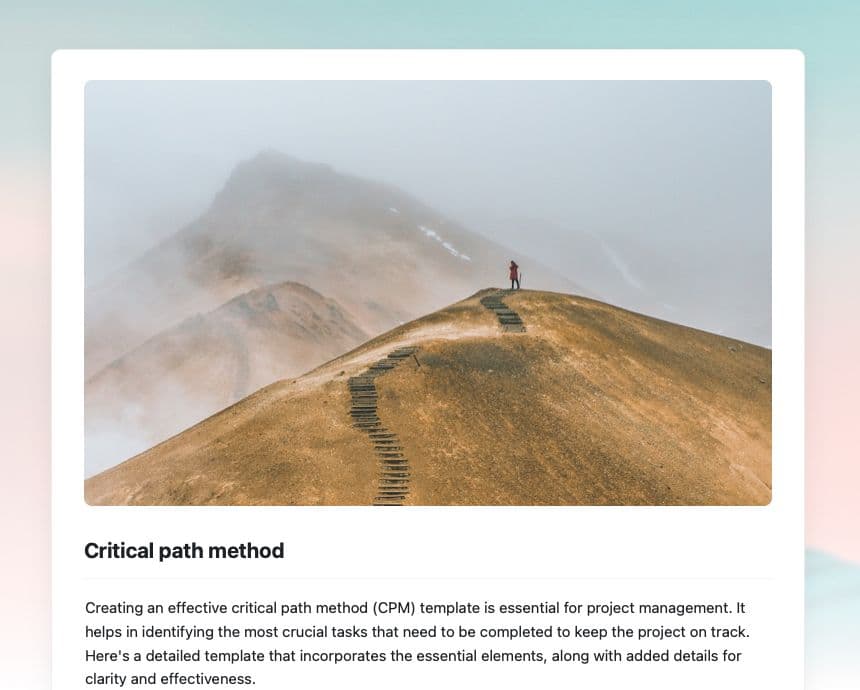 Craft Free Template: Critical path method
