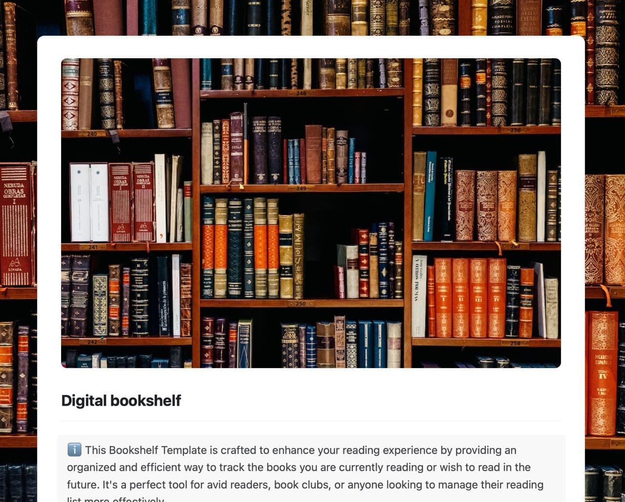 Craft Free Template: Digital bookshelf