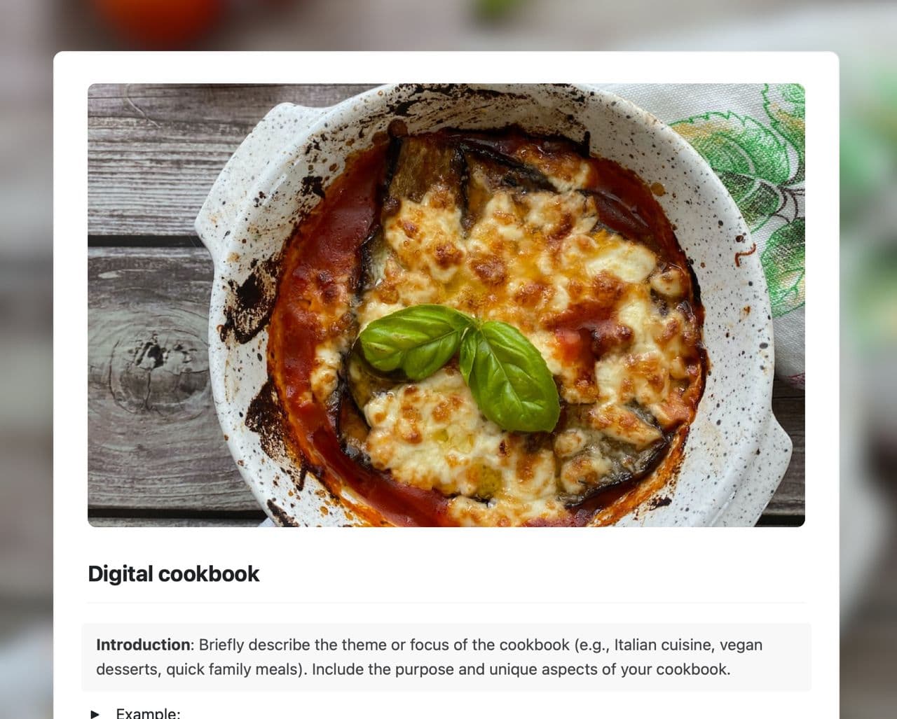 Craft Free Template: Digital cookbook