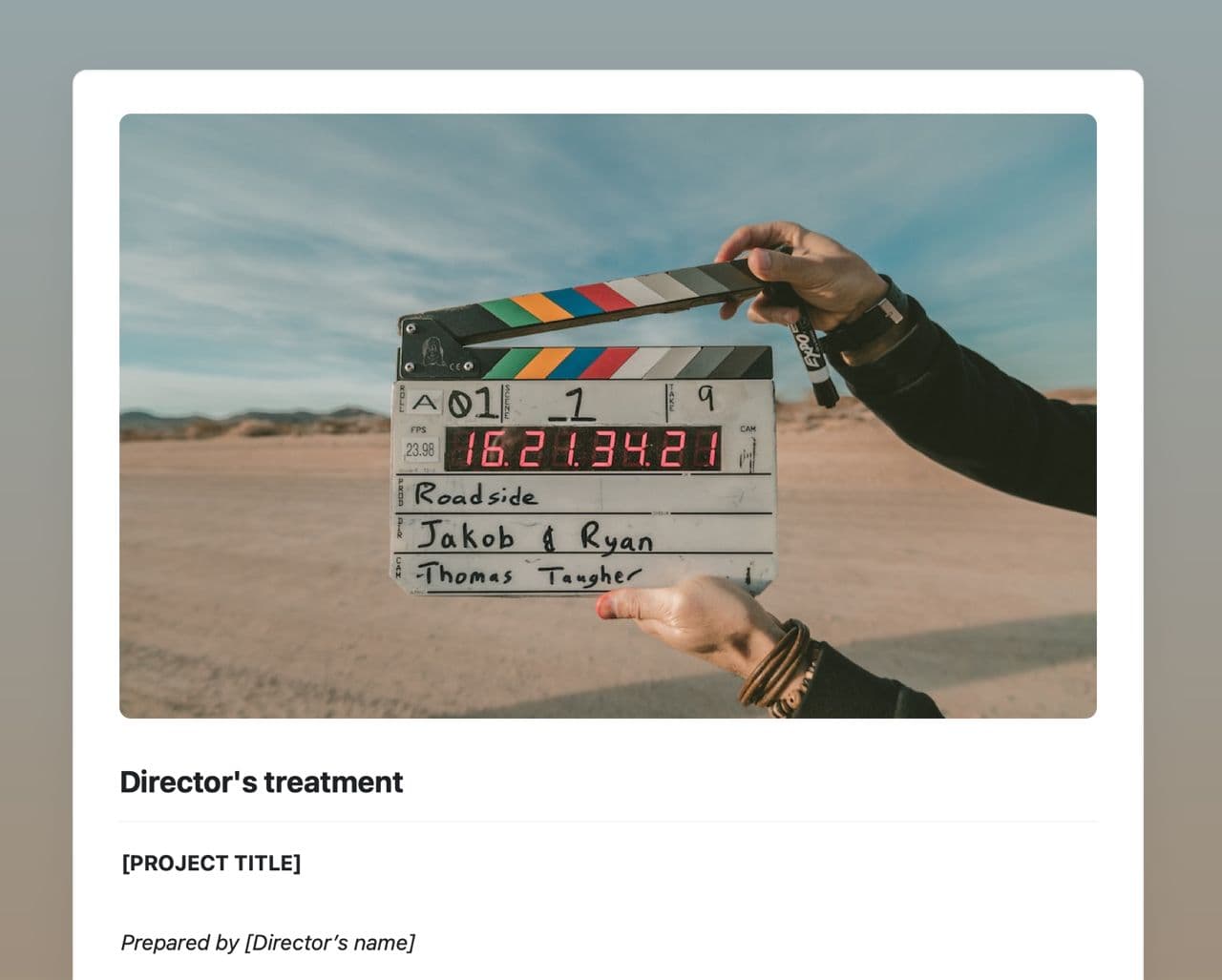 Craft Free Template: Director's treatment