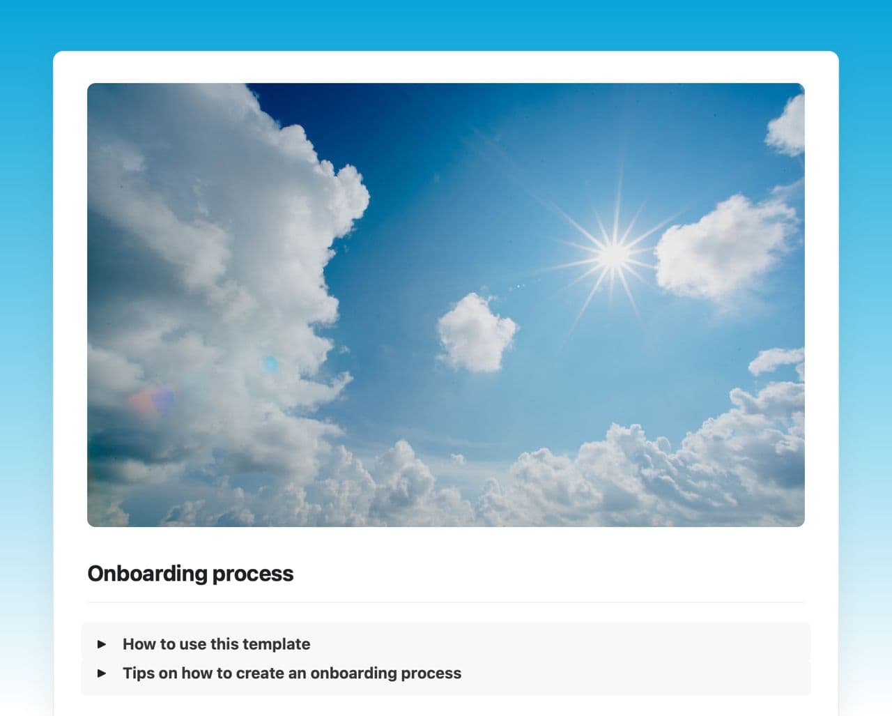Craft Free Template: Onboarding process