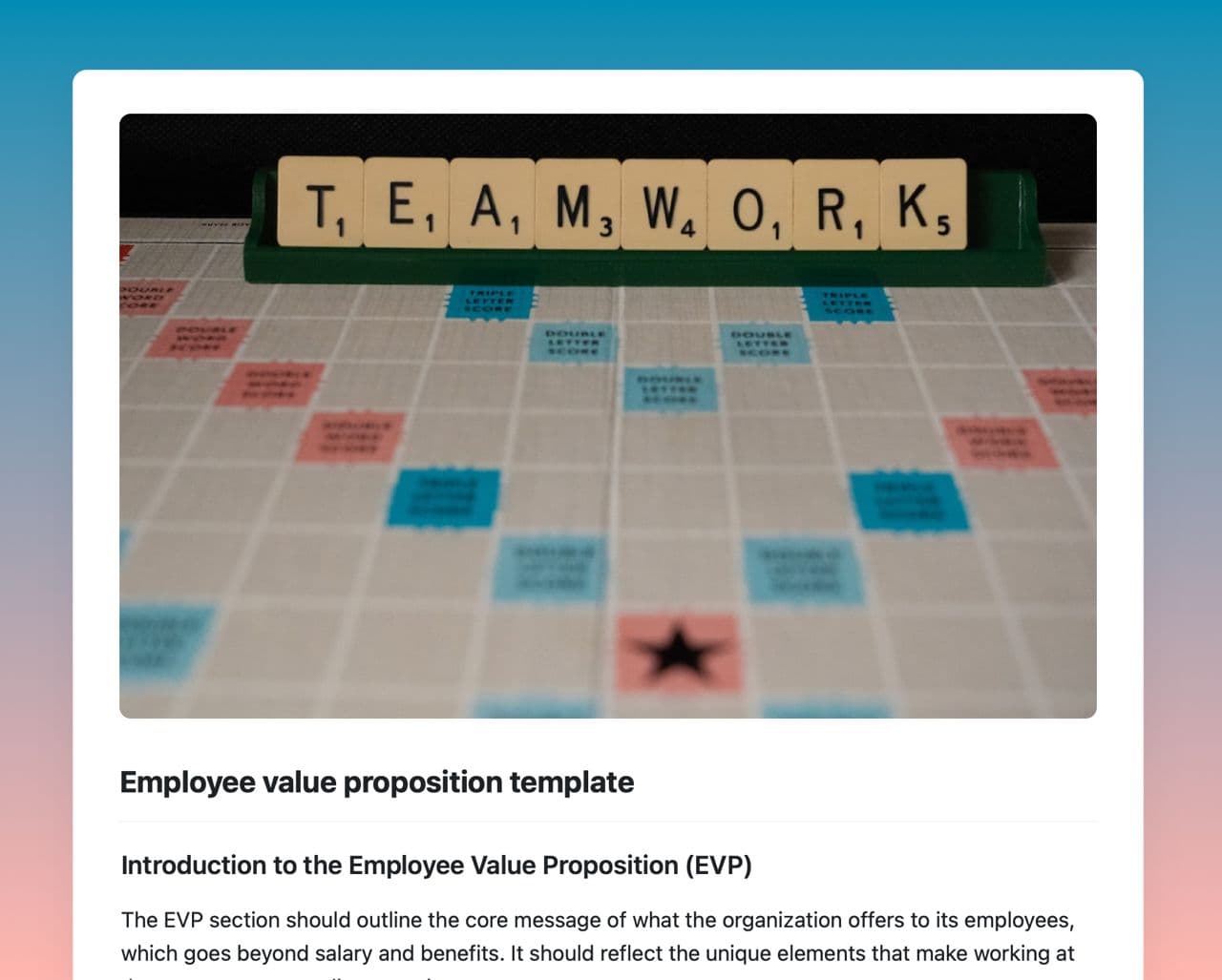 Craft Free Template: Employee value proposition