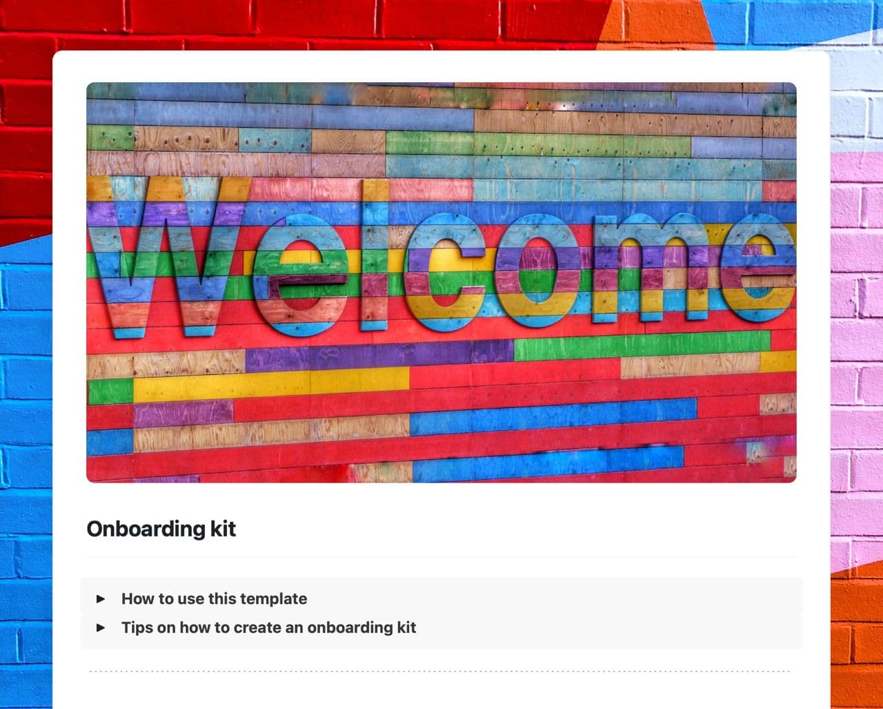 Craft Free Template: Onboarding kit