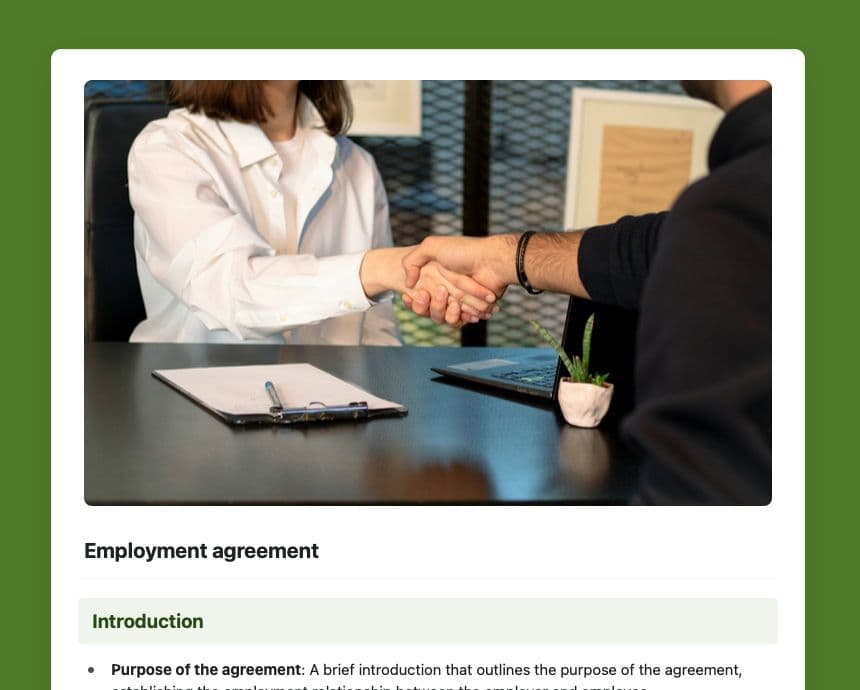 Craft Free Template: Employment agreement