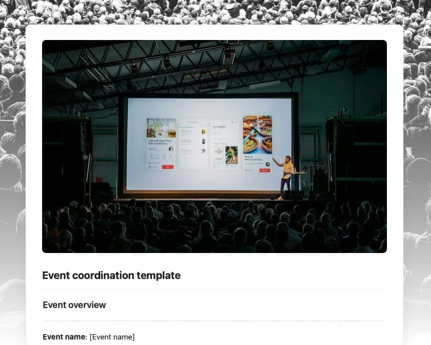 Event coordination template in Craft