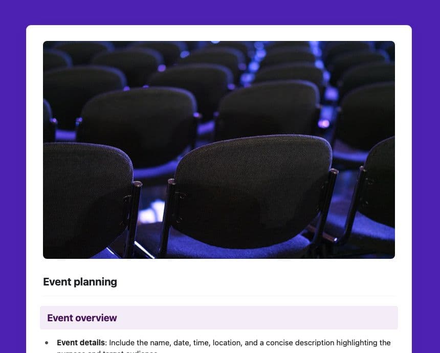 Craft Free Template: Event planning