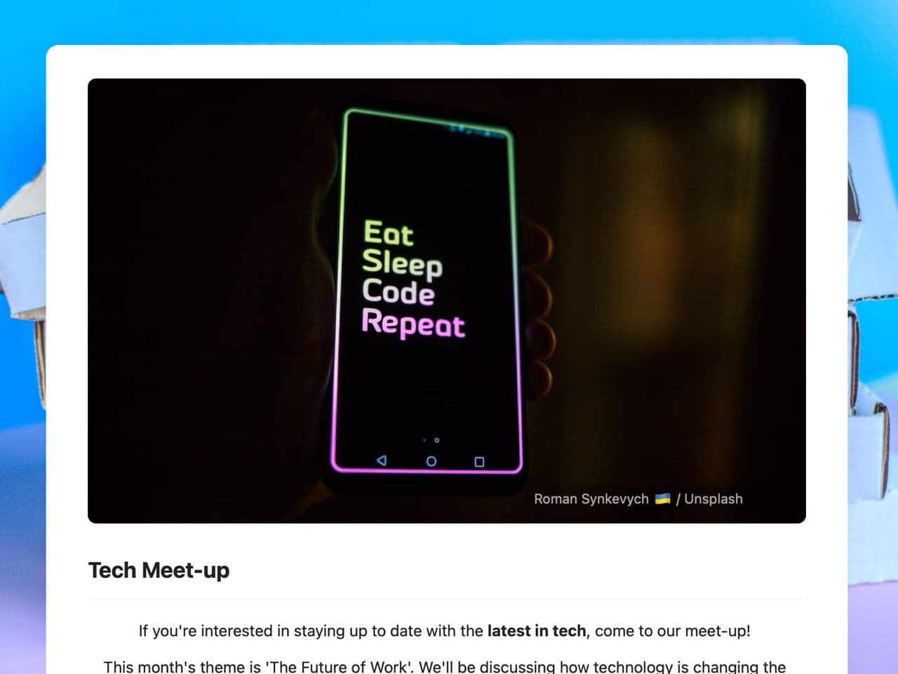 Craft Free Template: Tech Event Meet-Up