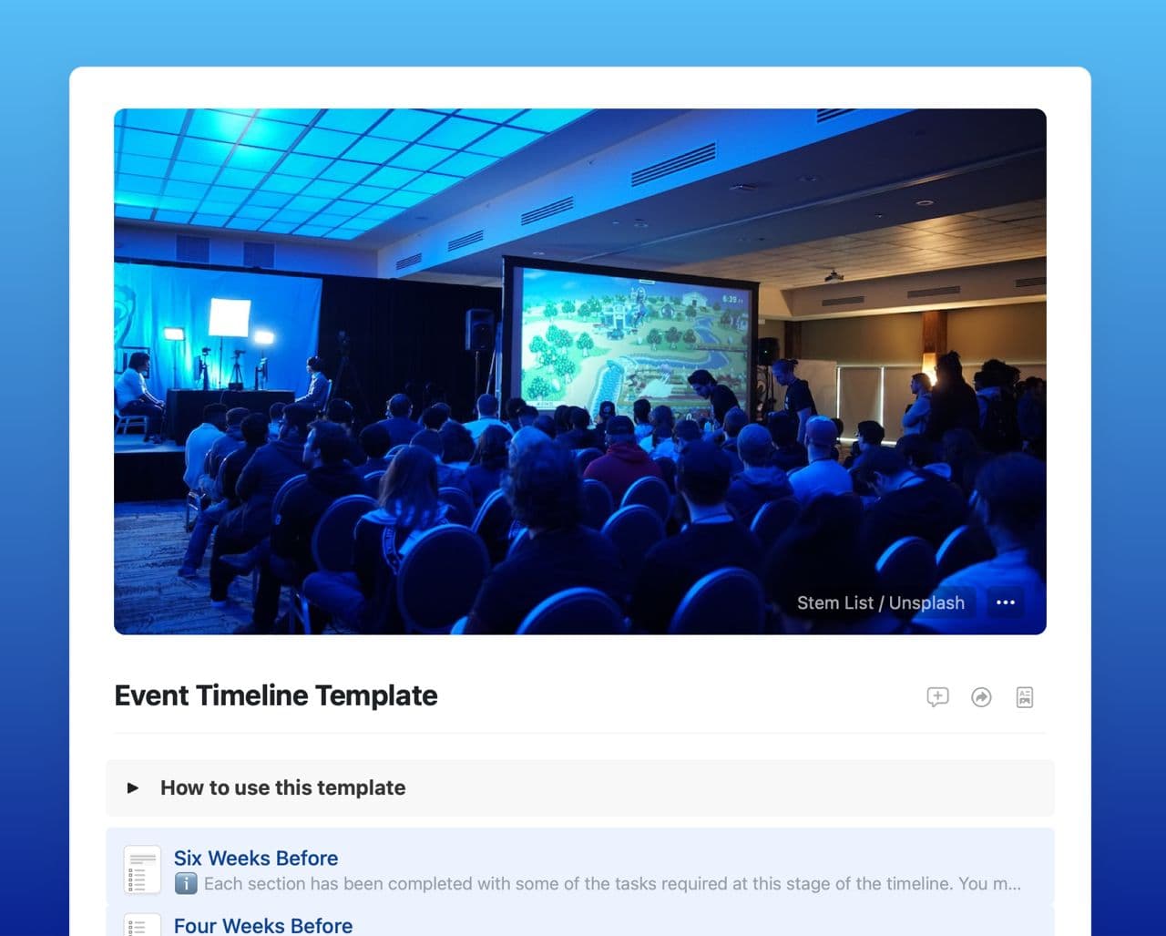 Craft Free Template: Event timeline