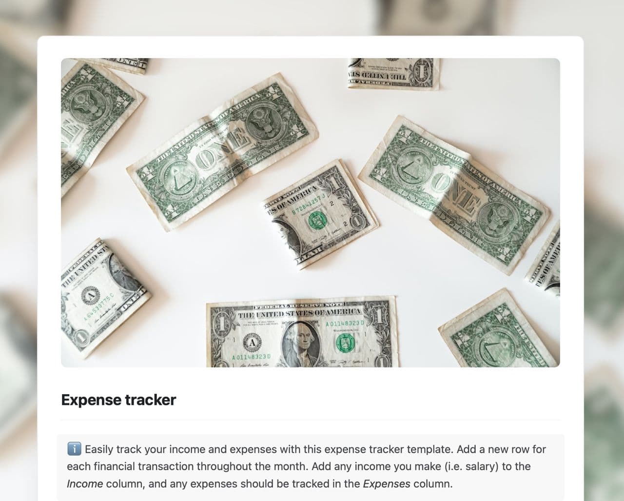 Craft Free Template: Expense tracker