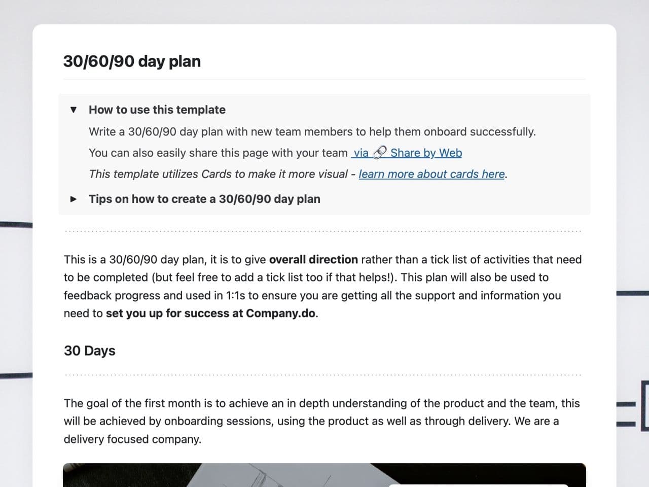 Craft Free Template: 30 60 90 day plan