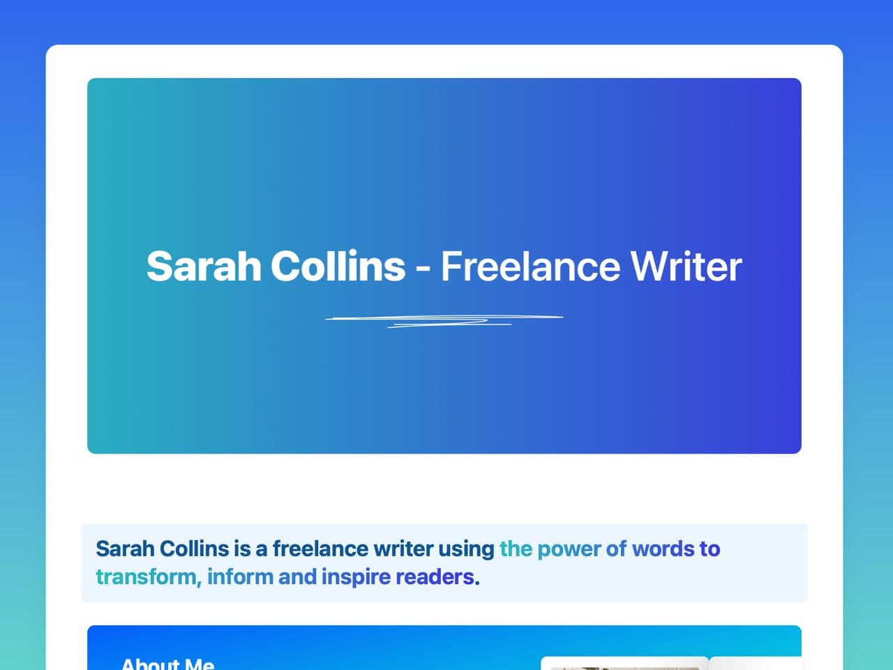 Craft Free Template: Freelancer Website
