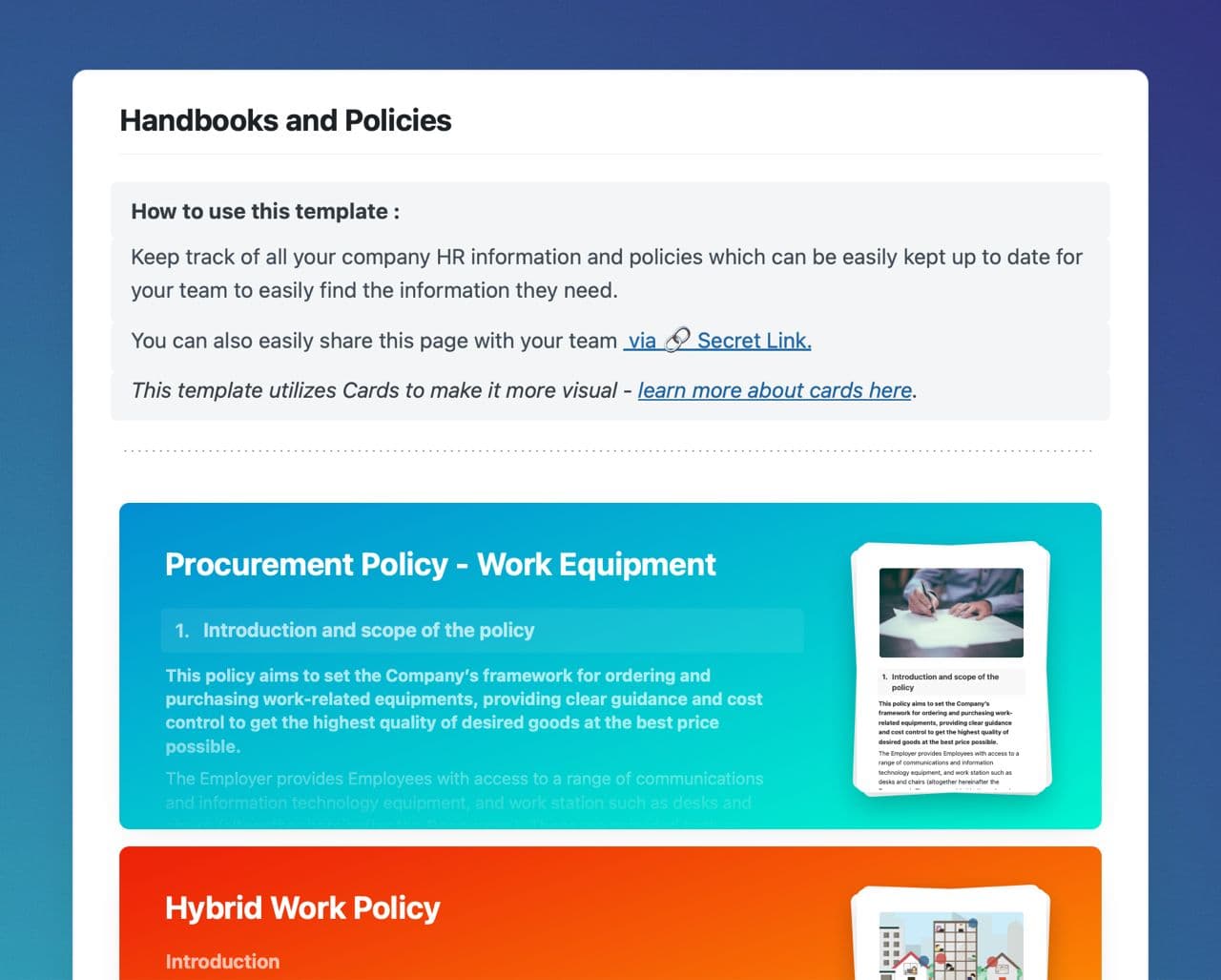 Craft Free Template: Handbooks and policies
