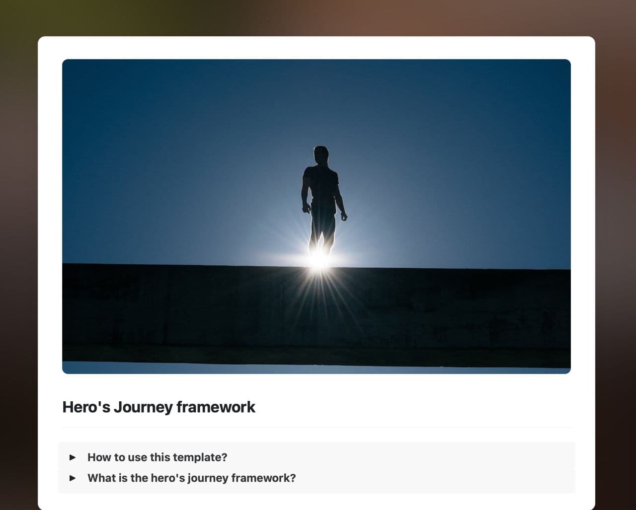Craft Free Template: Hero's Journey framework 