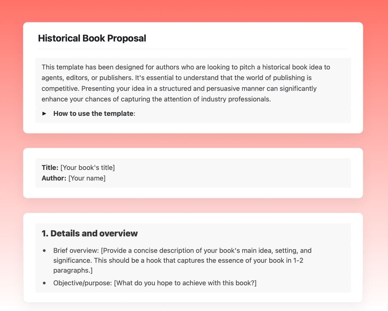 Craft Free Template: Historical book proposal