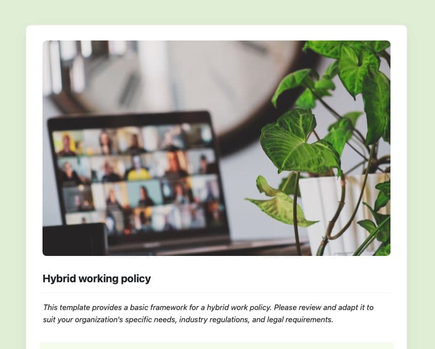 Craft Free Template: Hybrid working policy