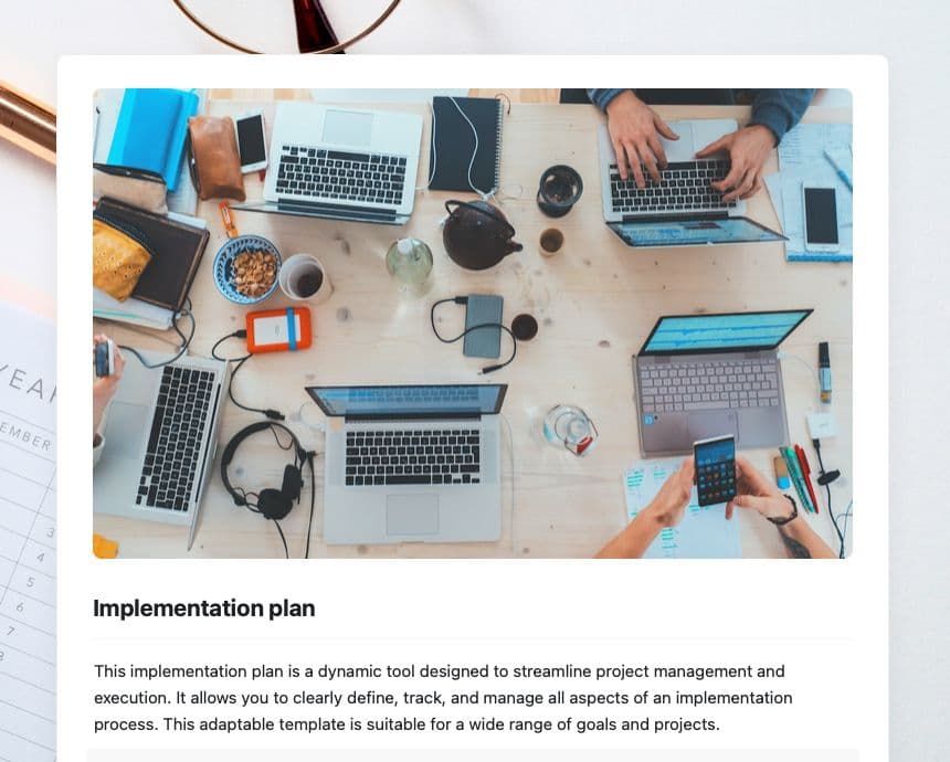 Craft Free Template: Implementation plan