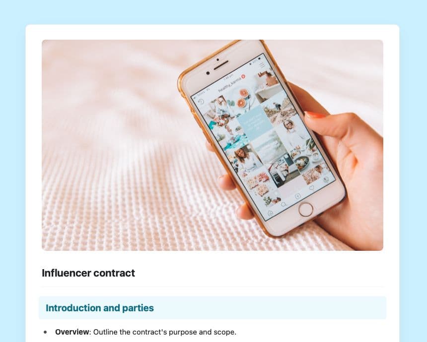 Craft Free Template: Influencer contract