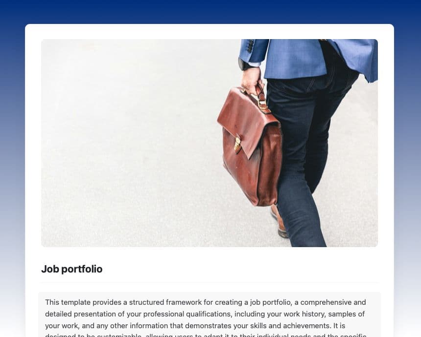 Craft Free Template: Job portfolio