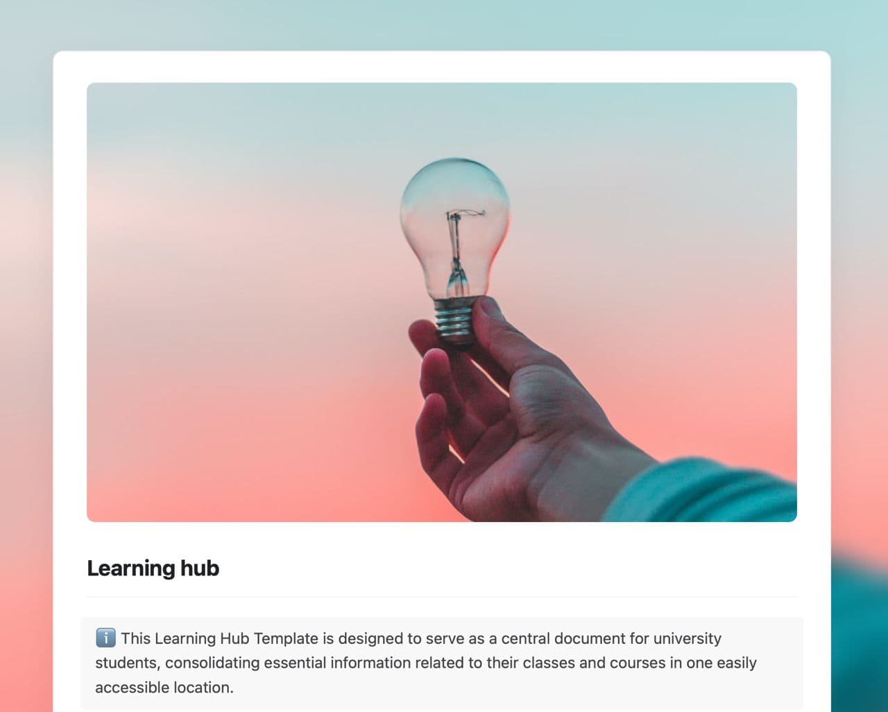 Craft Free Template: Learning hub