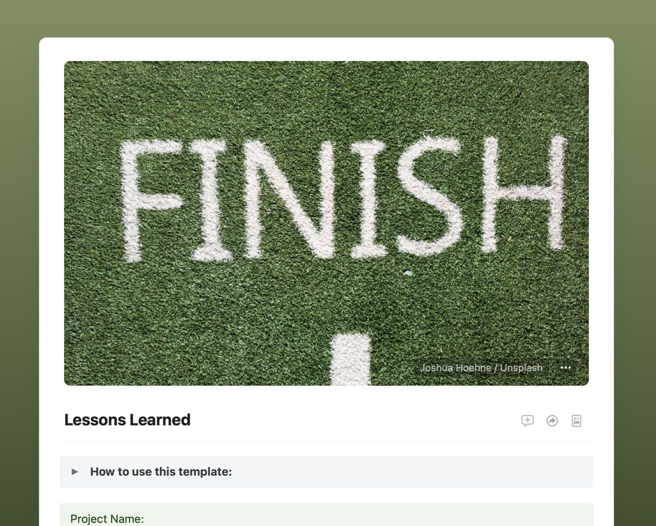 Lessons Learned template in Craft