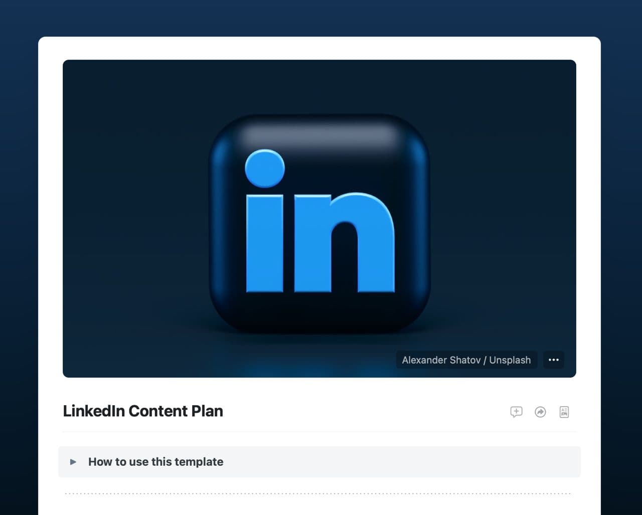 LinkedIn Content Planner template in Craft