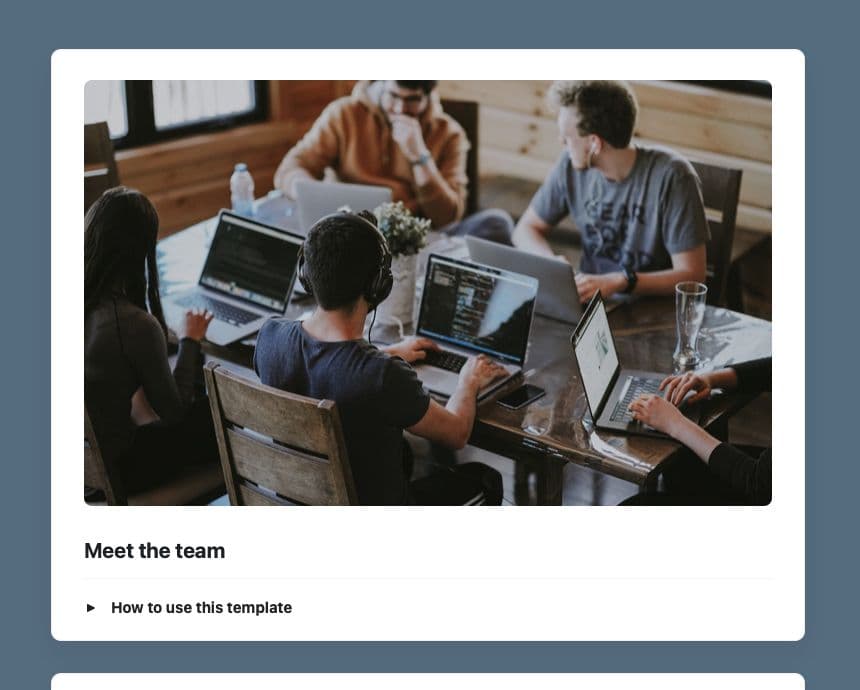 Craft Free Template: Meet the team