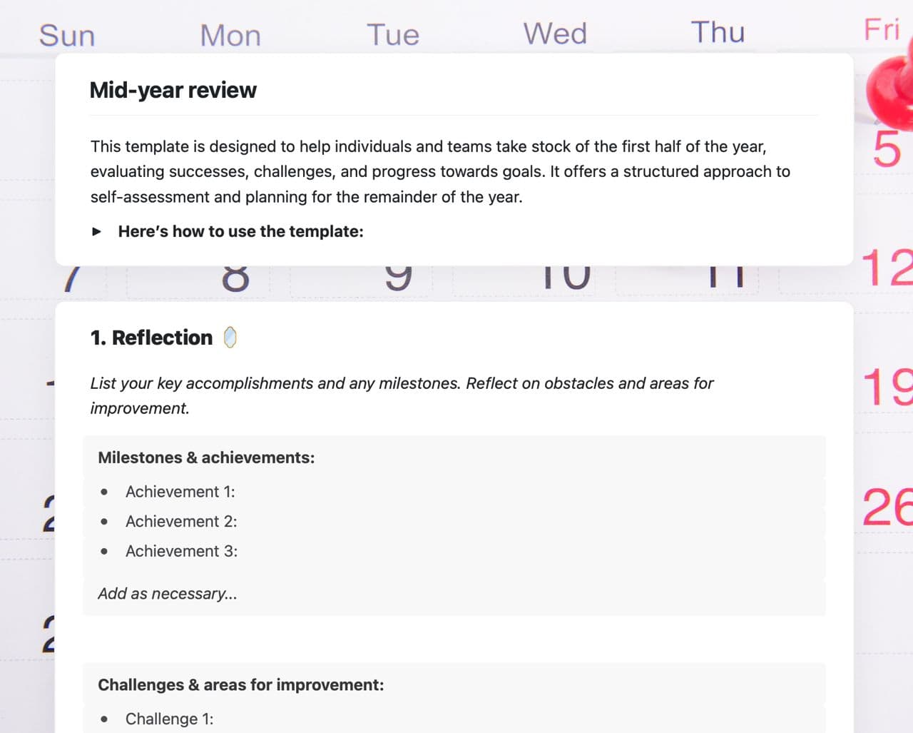 Craft Free Template: Mid-year review