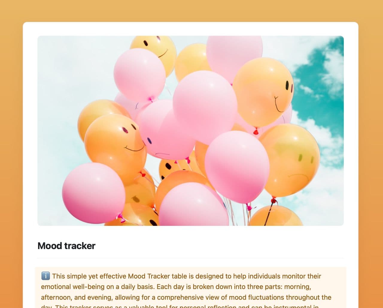 Craft Free Template: Mood tracker