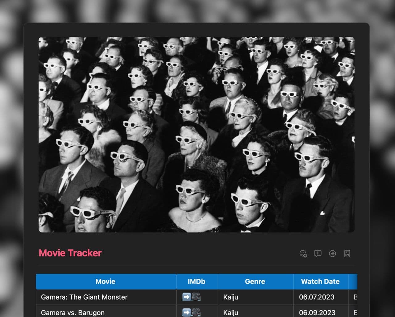 Movie Tracker template in Craft