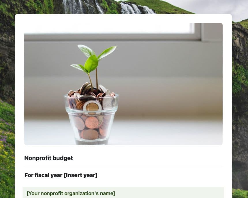 Craft Free Template: Nonprofit budget