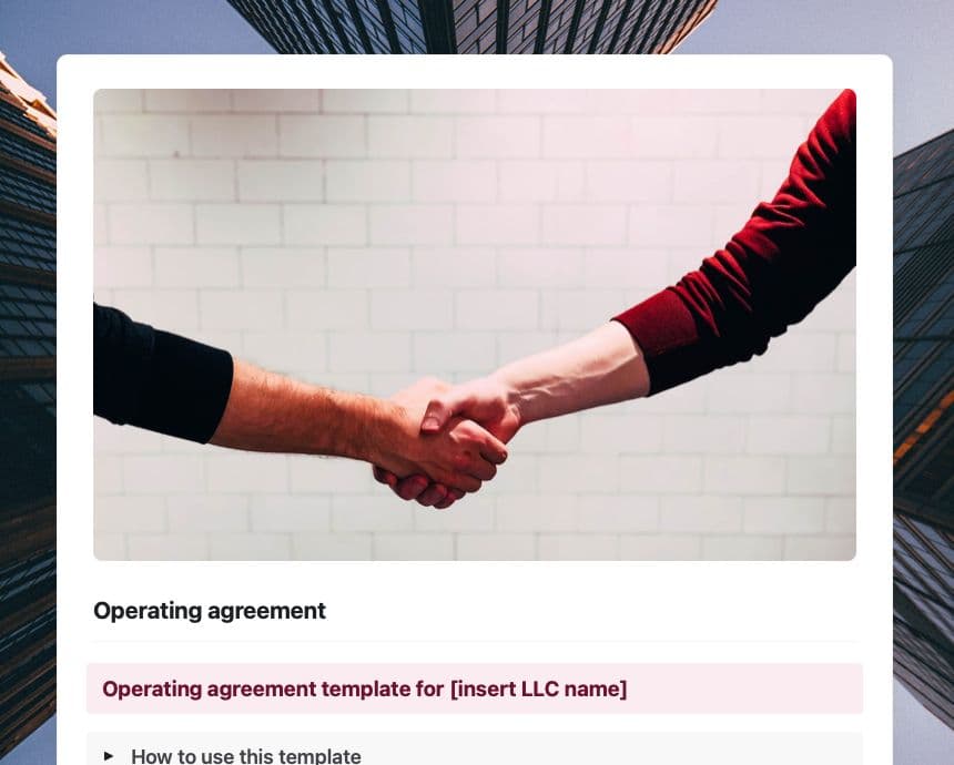 Craft Free Template: Operating agreement