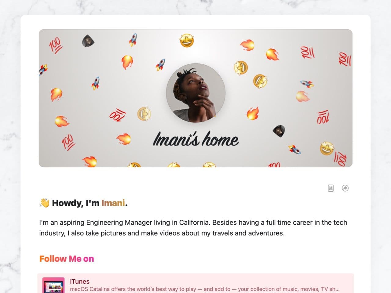 Craft Free Template: Personal website