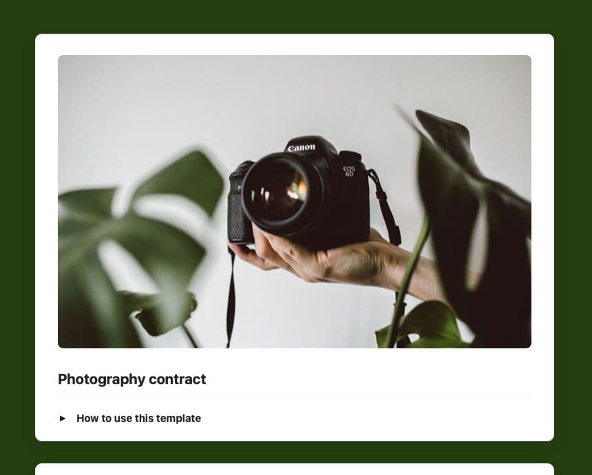 Craft Free Template: Photography contract