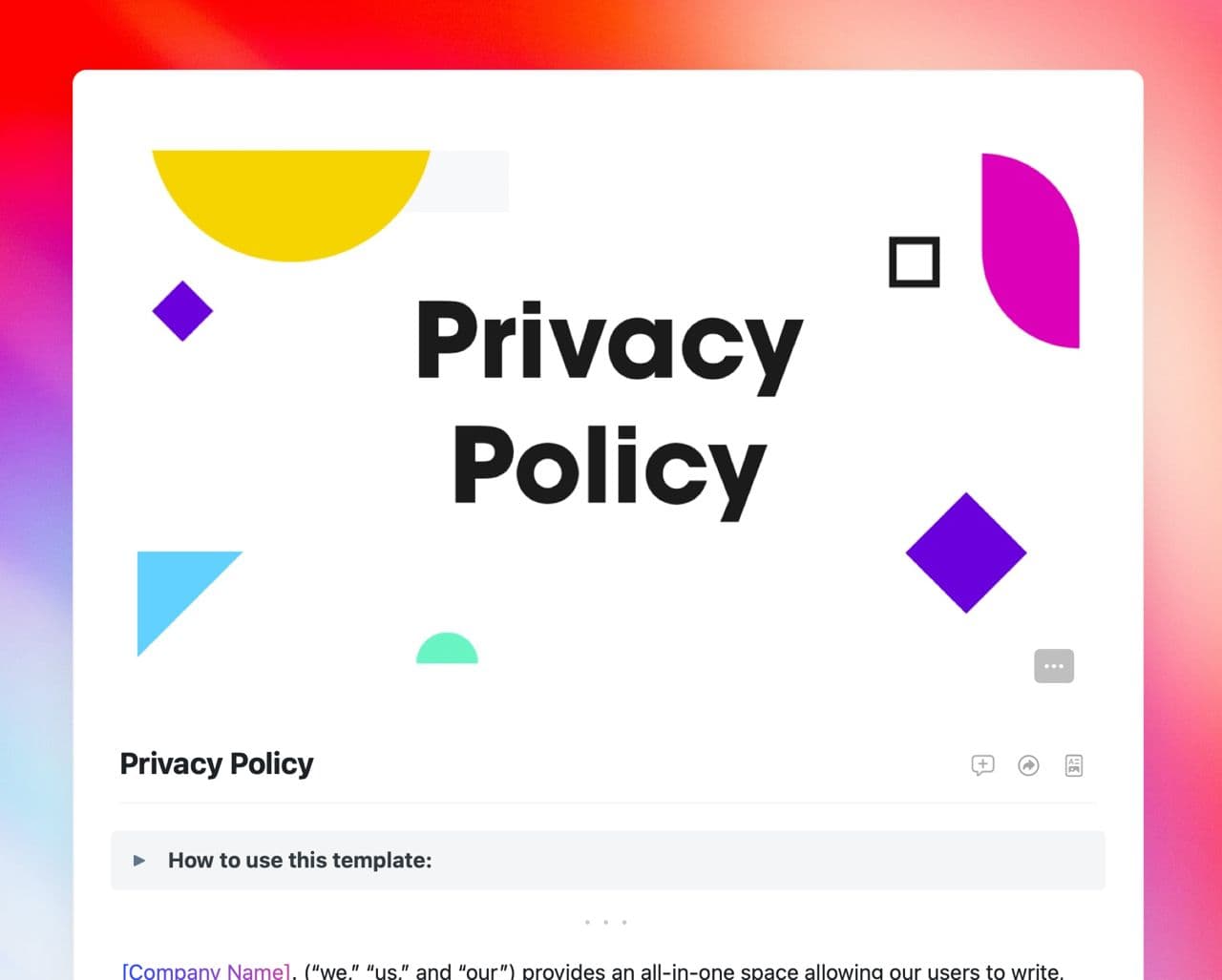 Privacy Policy template in Craft